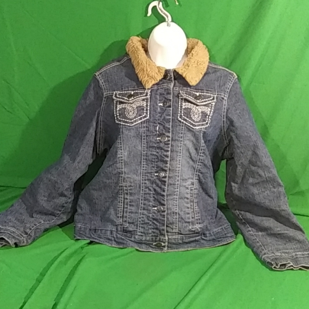 Hip jeans sz XL denim faux fur jacket